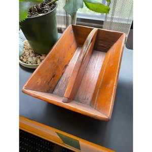 Hand carved antique 19th c. Wooden cutlery tray